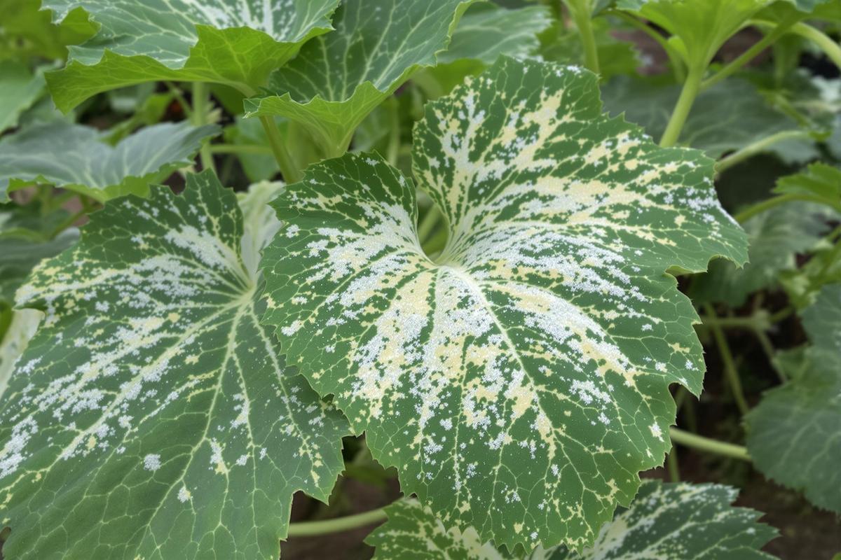 Quand les feuilles des courges et des concombres blanchissent