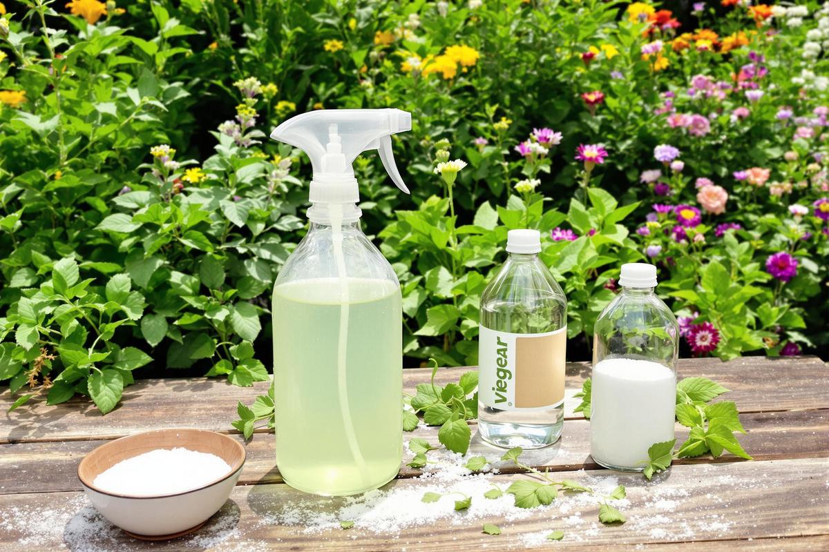 Désherbant naturel vinaigre sel produit vaisselle dosage